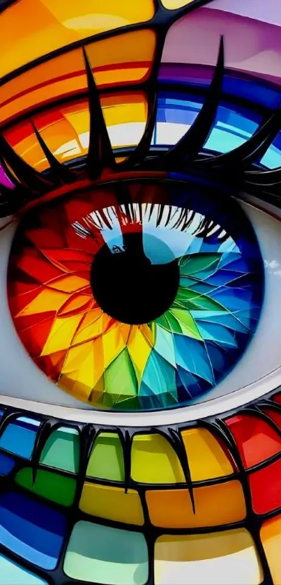 Colorful stained glass eye artwork wallpaper.