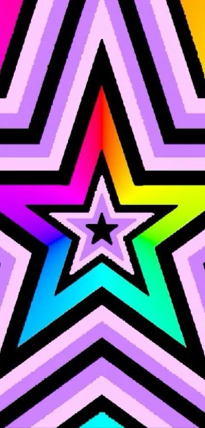 Vibrant rainbow star pattern wallpaper for mobile.