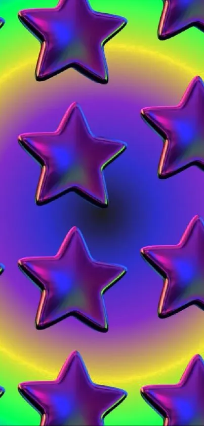 Colorful rainbow stars with a psychedelic glow.