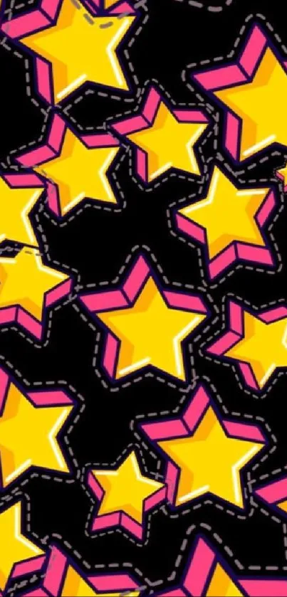 Vibrant wallpaper with yellow stars on black background