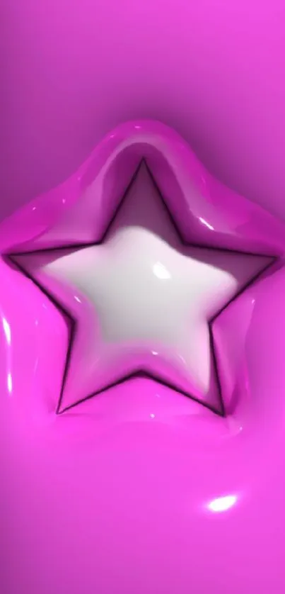 Glossy pink background with a white star in the center.