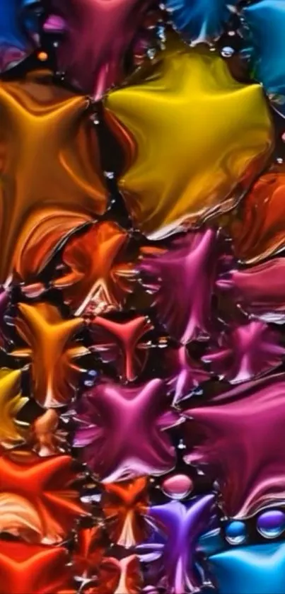 Colorful star splashes on a vibrant background