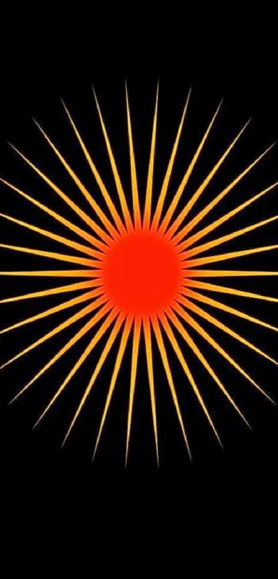 Vibrant red and orange starburst on black background.