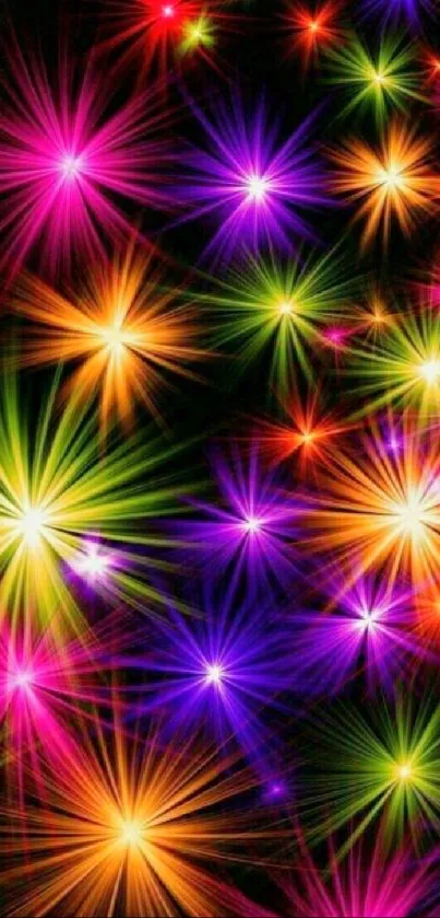 Vibrant colorful starburst design wallpaper.