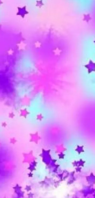 Vibrant purple and blue starry wallpaper with dreamy hues.