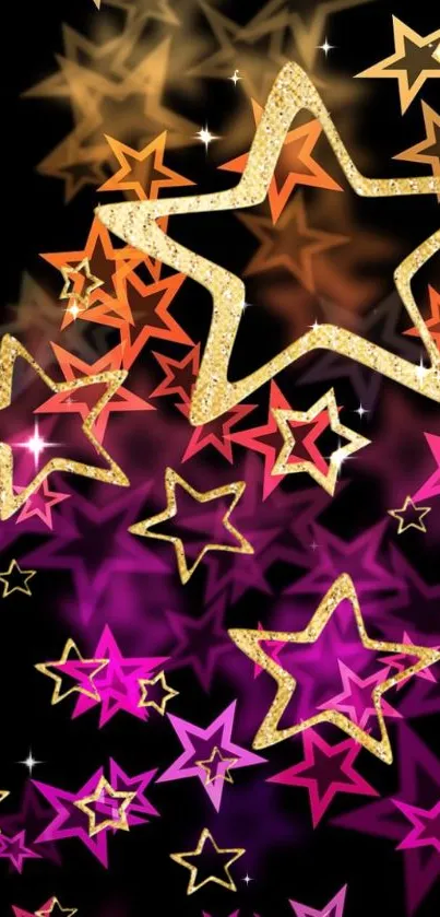 Vibrant starry wallpaper with colorful glitter stars.