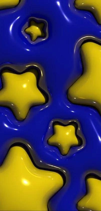 Glossy blue and yellow star pattern design.