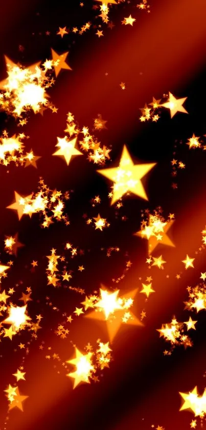 Vibrant starry wallpaper with glowing orange stars on a black background.