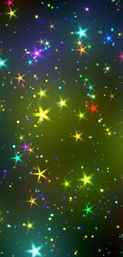 Vibrant starry night wallpaper with colorful stars.