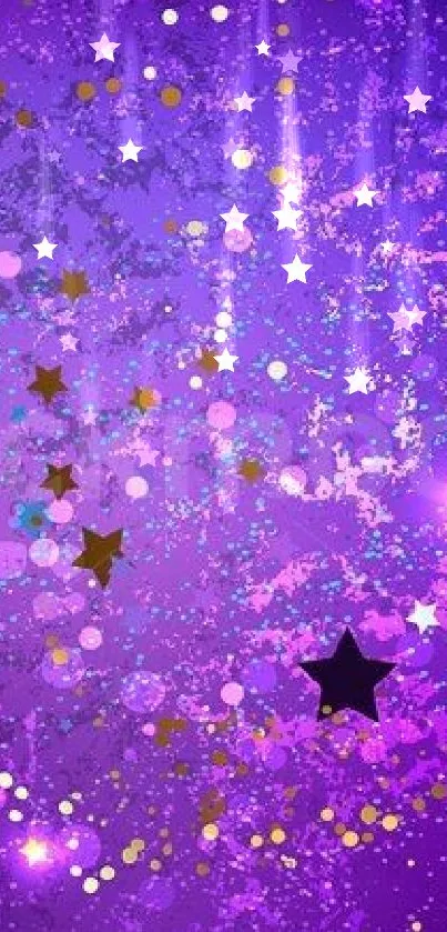 Purple wallpaper with colorful stars