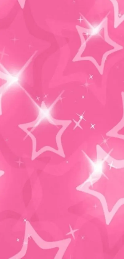 Vibrant pink wallpaper with glowing star patterns.