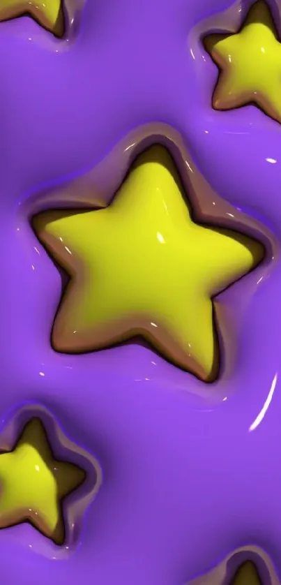 Mobile wallpaper with yellow stars on a purple background.