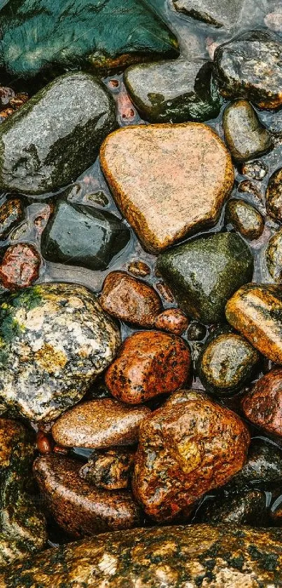 Mobile wallpaper featuring vibrant natural stones in earthy colors.