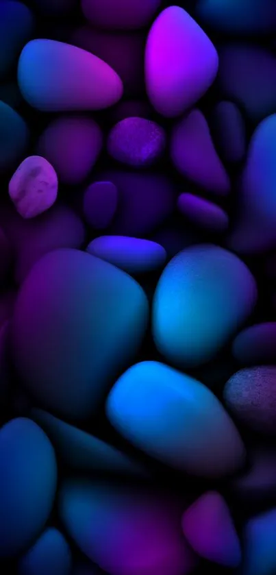 Vibrant stones in purple and blue neon hues.