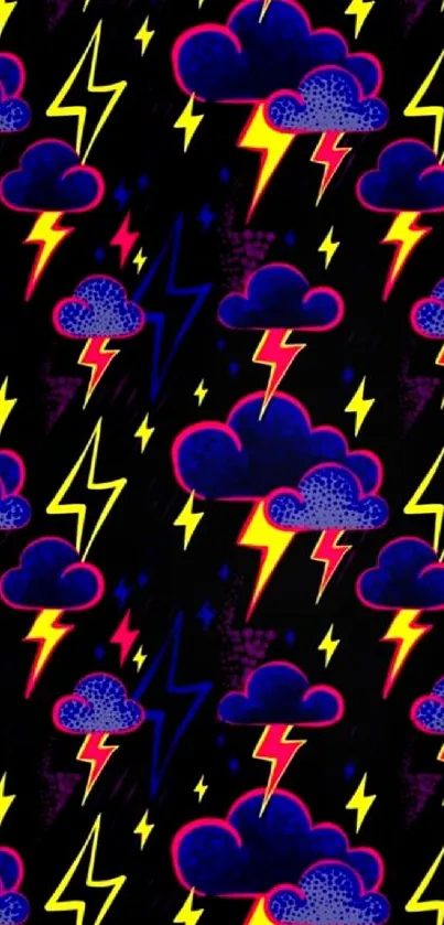 Vibrant wallpaper with colorful clouds and lightning.