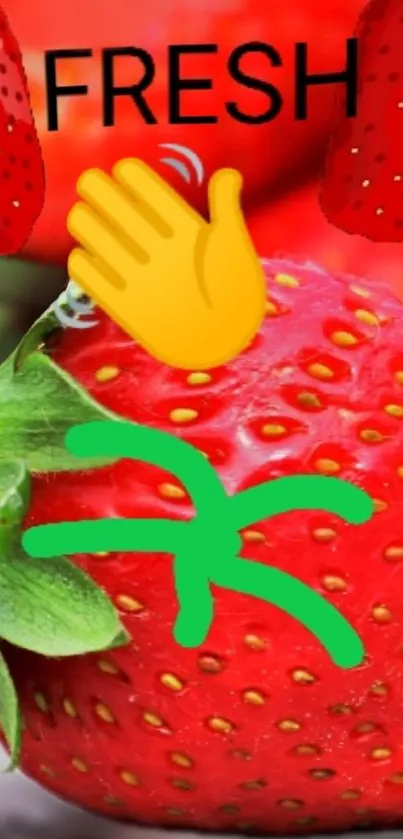 Vibrant strawberry themed mobile wallpaper with fresh fruit design.