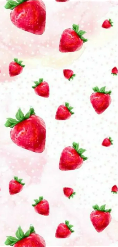 Vibrant strawberry pattern on pink background wallpaper.