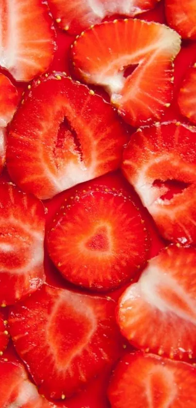 Close-up of vibrant red strawberry slices.