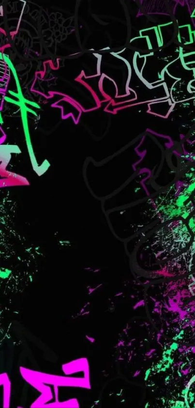 Vibrant graffiti-style mobile wallpaper with neon colors and abstract design.