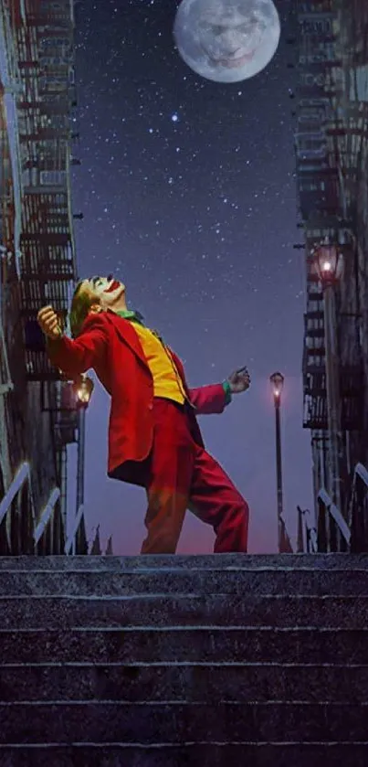 Dynamic, colorful street dance under a moonlit sky wallpaper.