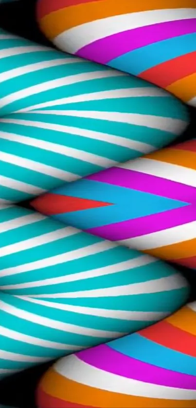 Vibrant striped abstract wallpaper with colorful patterns.