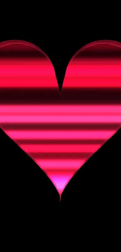 Vibrant striped heart on black wallpaper.