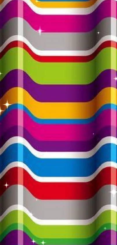 Vibrant multicolored striped wallpaper for mobile devices.