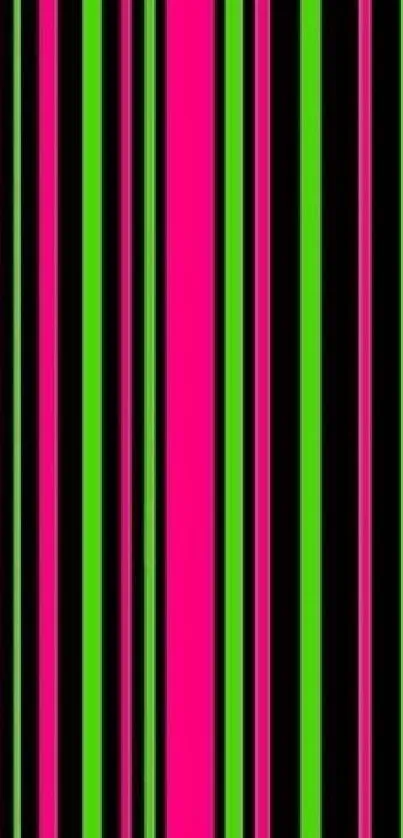 Vibrant pink, green, and black striped wallpaper design.