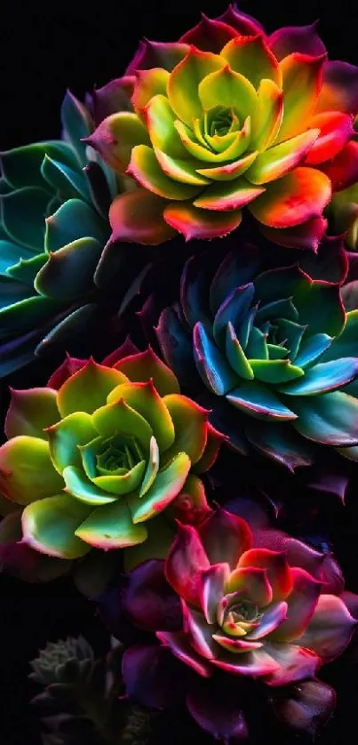 Vibrant rainbow-colored succulents create a stunning mobile wallpaper.