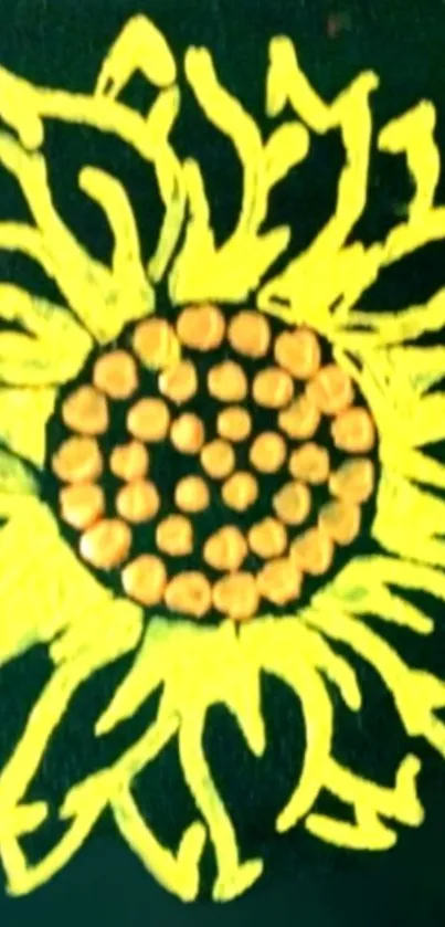 Artistic sunflower design on dark background.