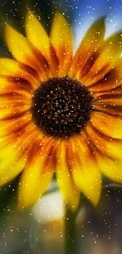 Vibrant sunflower bloom against blurred background.