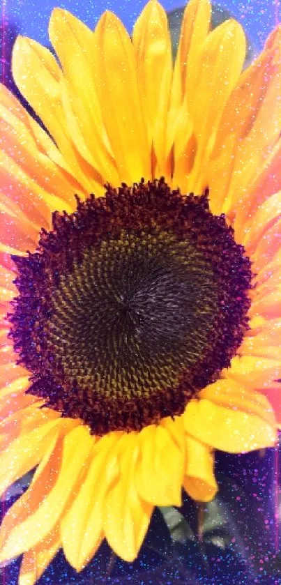 Vibrant sunflowers under a blue sky, creating a cheerful mobile wallpaper.