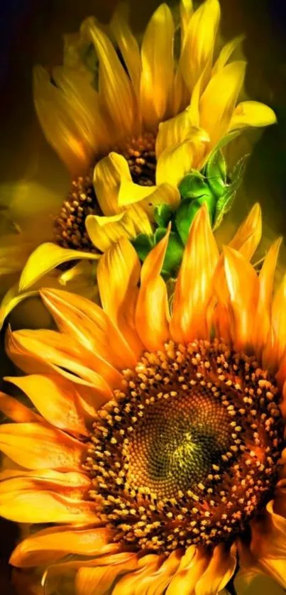 Vibrant sunflower wallpaper with yellow hues