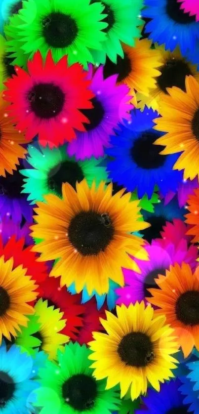 Colorful vibrant sunflower petals wallpaper for mobile.