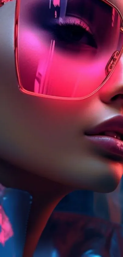 Stylish wallpaper with vibrant pink sunglasses and neon glow.