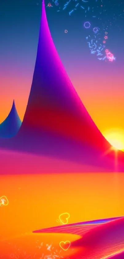 Abstract sunset art with vibrant colors.