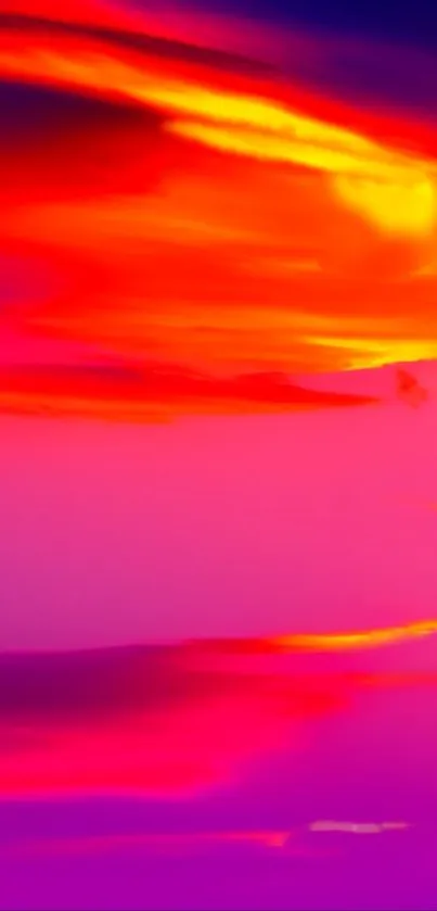 A vibrant, magenta-toned sunset wallpaper for mobile devices.