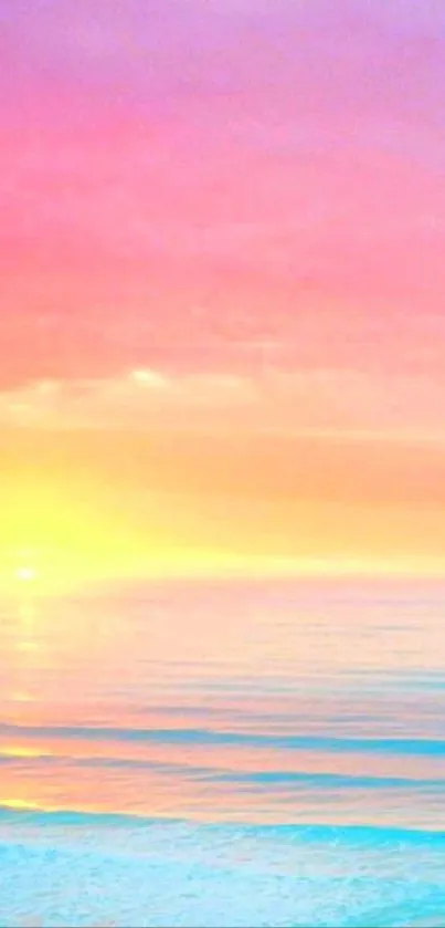 Vibrant pink and orange sunset over a tranquil ocean.