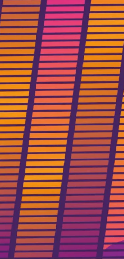 Vibrant sunset-themed mobile wallpaper with pink, orange, and purple striped pattern.