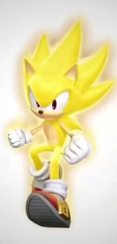 Super Sonic in vibrant golden form on a mobile wallpaper.