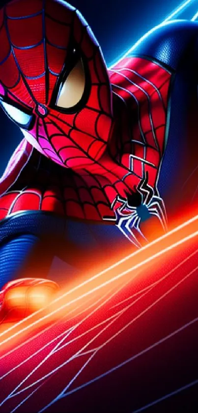 Dynamic superhero wallpaper with vibrant red and blue colors.