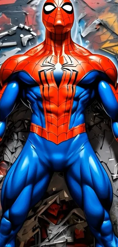 Dynamic superhero art wallpaper with vibrant colors and bold design.