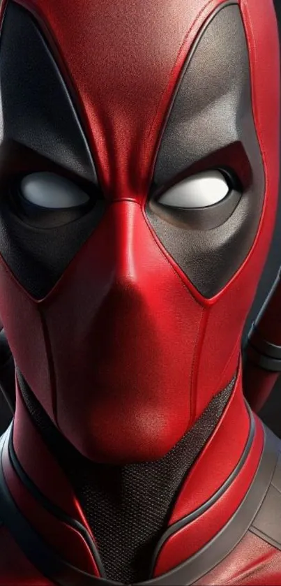 Close-up of a vibrant red masked superhero character wallpaper.