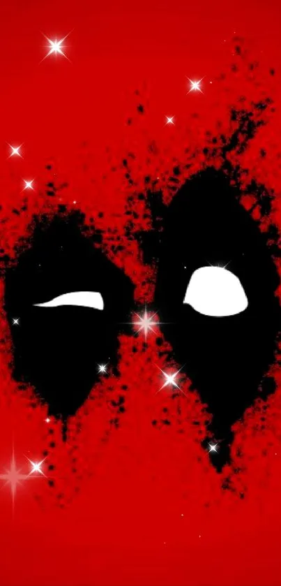 Bold red superhero mask graphic wallpaper.