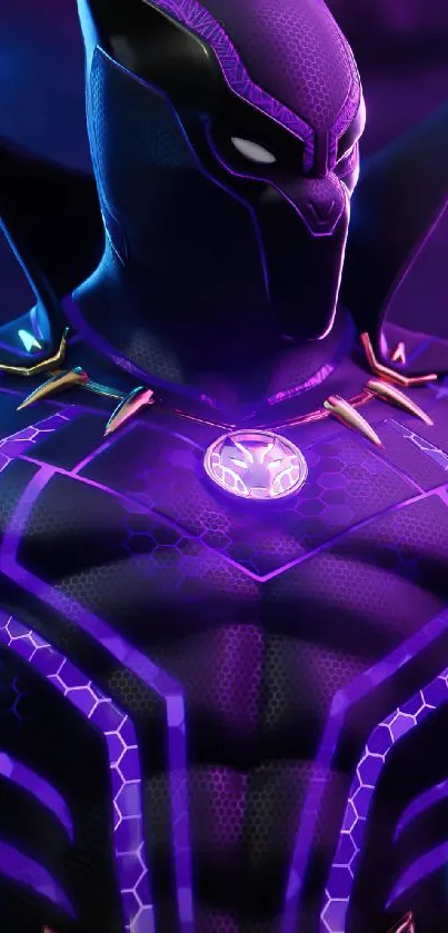Dynamic superhero wallpaper with a purple and vibrant design.