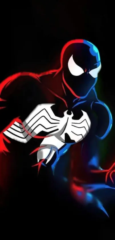 Animated hero in vibrant colors on black background