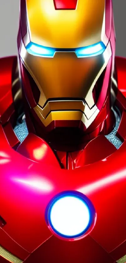 Vibrant red and gold superhero armor mobile wallpaper.