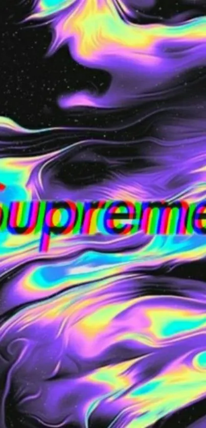 Purple and neon fluid abstract Supreme wallpaper.