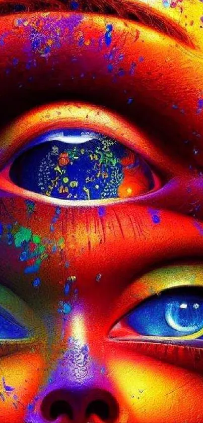 Vibrantly colorful surreal eye art, perfect for mobile wallpaper.