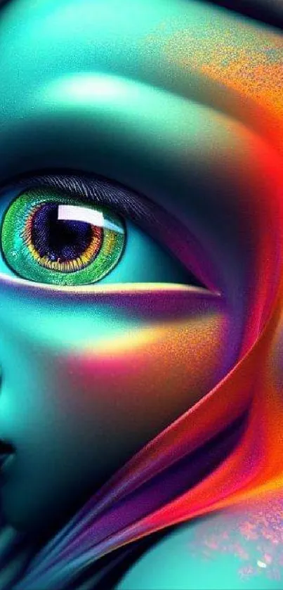 Vibrant and surreal eye art wallpaper with colorful abstract design.